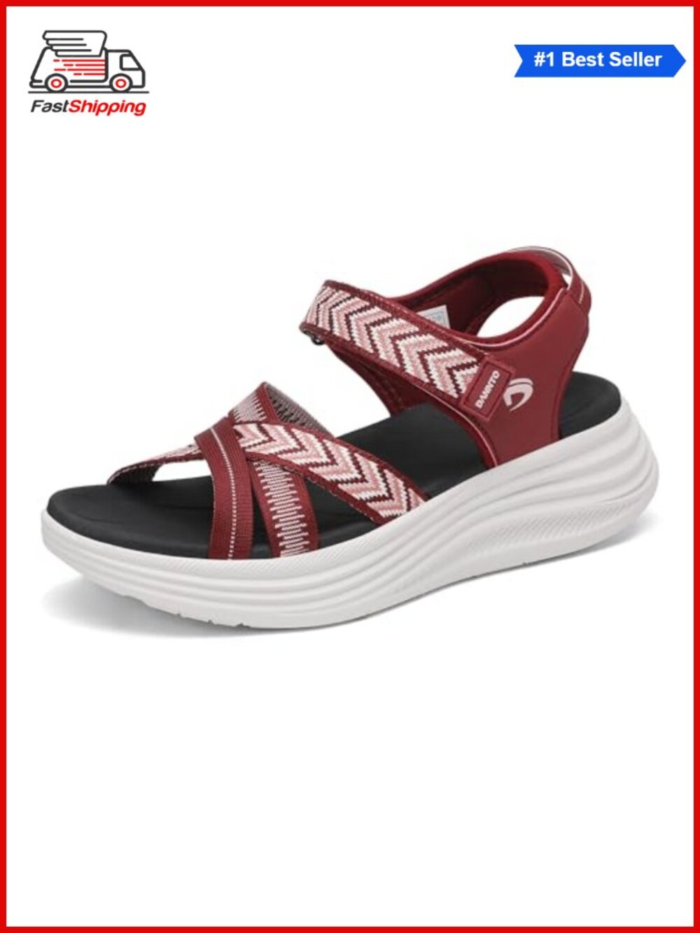 Dannto Womens Platform Walking Sandals Adjustable Buckle Arch Support Slip